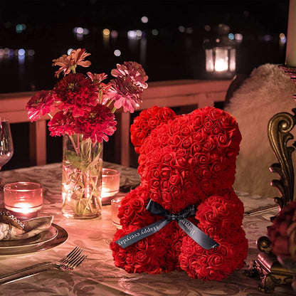 The RoseBear - Rose Bear with Box & Fairy Lights